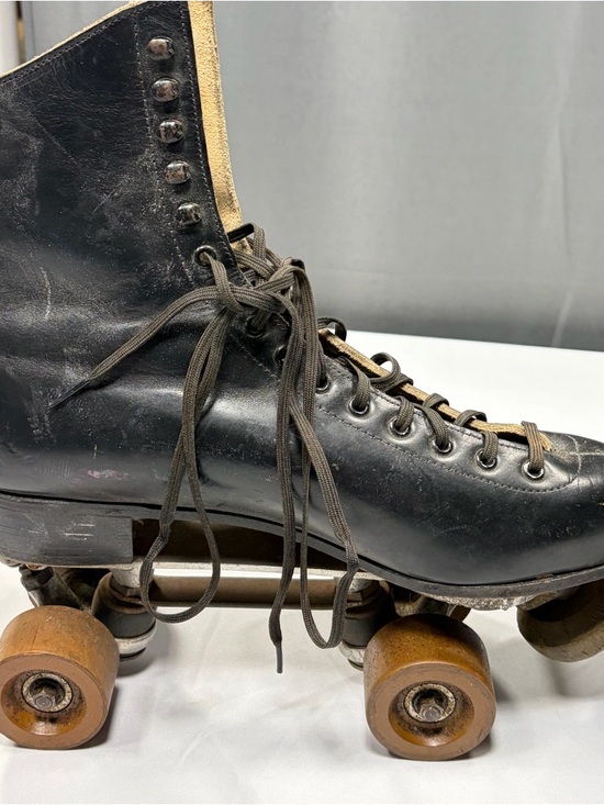 Riedell Roller Skates Black Leather Size 9 Vintage Quad Chicago Plate - Picture 5 of 15